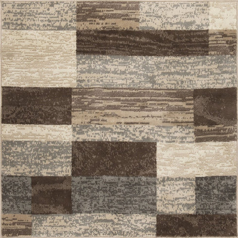 12' Beige Slate Gray And Brown Patchwork Runner Rug